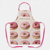 Monogram Personalisiert Pink Donut Pattern Schürze (Vorderseite)