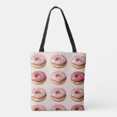 Monogram Personalisiert Pink Donut Pattern Tasche (Rückseite)