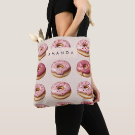 Monogram Personalisiert Pink Donut Pattern Tasche