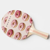 Monogram Personalisiert Pink Donut Pattern Tischtennis Schläger (Seitenansicht)