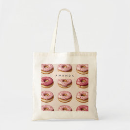 Monogram Personalisiert Pink Donut Pattern Tragetasche