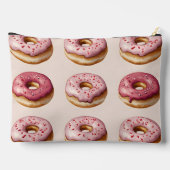 Monogram Personalisiert Pink Donut Pattern Zubehörtasche (Rückseite)
