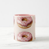 Monogram Personalisiert Pink Donut Pattern Zweifarbige Tasse (Mittel)