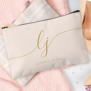 Monogram Personalisiert Pink Gold Erstname Kariert Zubehörtasche