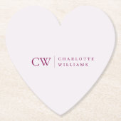 Monogram Personalisiert Pink Heft Paper Untersetze Untersetzer (Vorderseite)