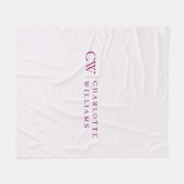 Monogram Personalisiert Pink Initial Fleece Blanke (Vorderseite (Horizontal))