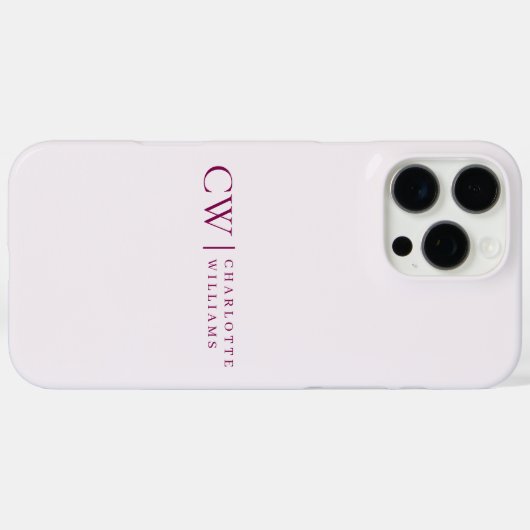 Monogram Personalisiert Pink Initial iPhone Case (Rückseite (Horizontal))