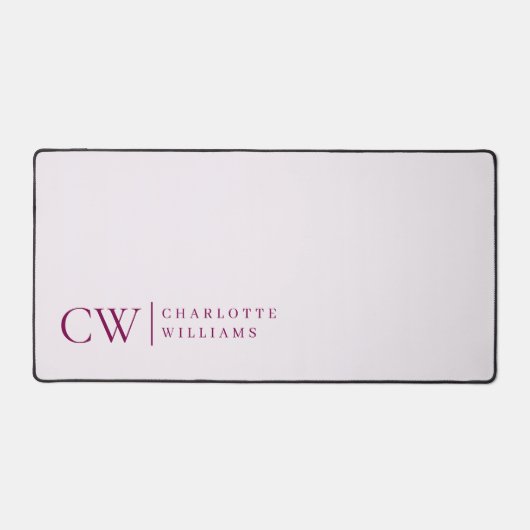 Monogram Personalisiert Pink Initial & Name Desk M Schreibtischunterlage (Vorderseite)