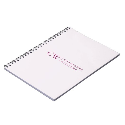 Monogram Personalisiert Pink Initial & Name Notebo Notizblock (Linke Seite)
