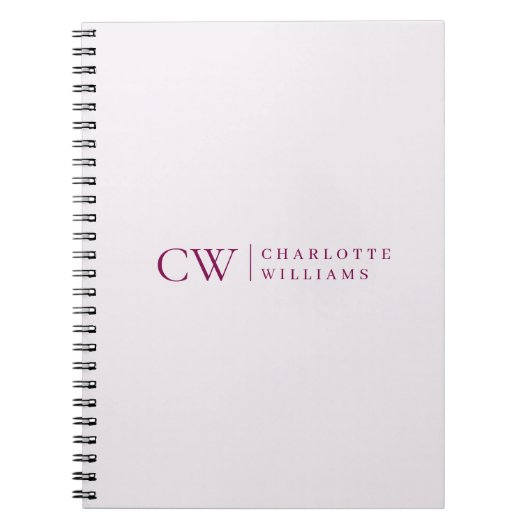 Monogram Personalisiert Pink Initial & Name Notebo Notizblock (Vorderseite)