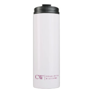 Monogram Personalisiert Pink Initial & Name Tumble Thermosbecher
