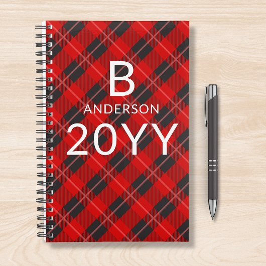 Monogram Personalisiert Red Tartan Kariertes Muste Planer