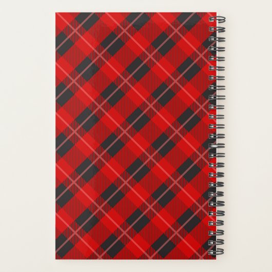 Monogram Personalisiert Red Tartan Kariertes Muste Planer (Rückseite)