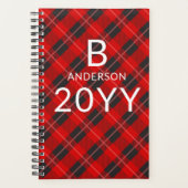 Monogram Personalisiert Red Tartan Kariertes Muste Planer (Vorderseite)