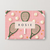 Monogram Personalisiert Retro Tennis Racket Muster Button (Vorderseite)