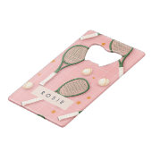 Monogram Personalisiert Retro Tennis Racket Muster Geldbeutel Flaschenöffner (Vorderseite Schrägansicht)