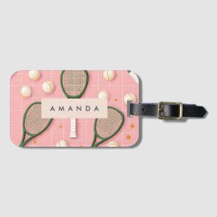 Monogram Personalisiert Retro Tennis Racket Muster Gepäckanhänger