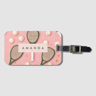 Monogram Personalisiert Retro Tennis Racket Muster Gepäckanhänger