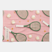 Monogram Personalisiert Retro Tennis Racket Muster Geschirrtuch (Horizontal)