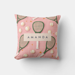 Monogram Personalisiert Retro Tennis Racket Muster Kissen