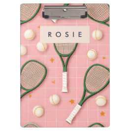 Monogram Personalisiert Retro Tennis Racket Muster Klemmbrett