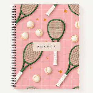 Monogram Personalisiert Retro Tennis Racket Muster Notizblock