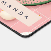 Monogram Personalisiert Retro Tennis Racket Muster Schreibtischunterlage (Ecke)