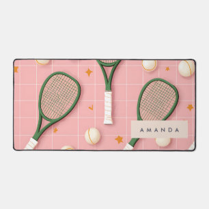 Monogram Personalisiert Retro Tennis Racket Muster Schreibtischunterlage