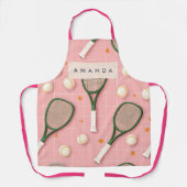 Monogram Personalisiert Retro Tennis Racket Muster Schürze (Vorderseite)