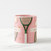 Monogram Personalisiert Retro Tennis Racket Muster Zweifarbige Tasse (Mittel)