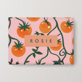 Monogram Personalisiert Retro Tomato Vine Muster Button (Vorderseite)
