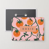 Monogram Personalisiert Retro Tomato Vine Muster Button (Vorderseite/Rückseite)