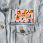 Monogram Personalisiert Retro Tomato Vine Muster Button (Insitu)