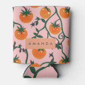 Monogram Personalisiert Retro Tomato Vine Muster Dosenkühler (Vorderseite)