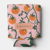 Monogram Personalisiert Retro Tomato Vine Muster Dosenkühler (Rückseite)