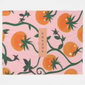 Monogram Personalisiert Retro Tomato Vine Muster Fleecedecke (Vorderseite (Horizontal))