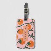 Monogram Personalisiert Retro Tomato Vine Muster Gepäckanhänger (Vorderseite Vertikal)