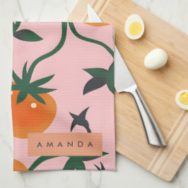 Monogram Personalisiert Retro Tomato Vine Muster Geschirrtuch