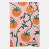 Monogram Personalisiert Retro Tomato Vine Muster Geschirrtuch (Vertikal)