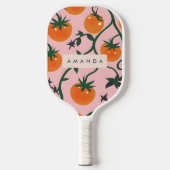Monogram Personalisiert Retro Tomato Vine Muster Pickleball Schläger (Vorderseite)