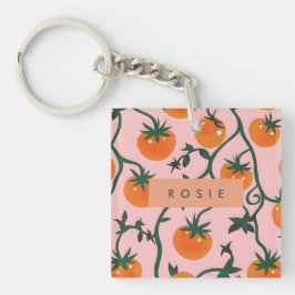 Monogram Personalisiert Retro Tomato Vine Muster Schlüsselanhänger