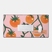 Monogram Personalisiert Retro Tomato Vine Muster Schreibtischunterlage (Tastatur & Maus)