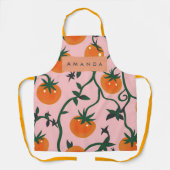Monogram Personalisiert Retro Tomato Vine Muster Schürze (Vorderseite)