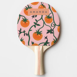 Monogram Personalisiert Retro Tomato Vine Muster Tischtennis Schläger