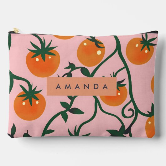 Monogram Personalisiert Retro Tomato Vine Muster Zubehörtasche (Vorderseite)