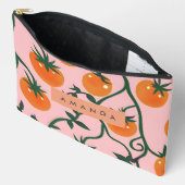 Monogram Personalisiert Retro Tomato Vine Muster Zubehörtasche (Offen)
