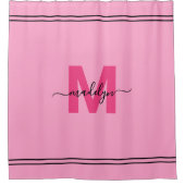 Monogram, Personalisiert rosa Duschvorhang (Vorderseite)