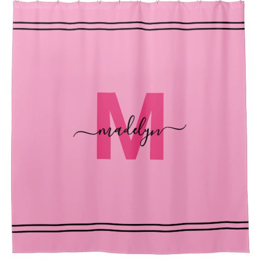 Monogram, Personalisiert rosa Duschvorhang (Vorderseite)