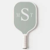 Monogram Personalisiert Sage Green Pickleball Padd Schläger (Rückseite)