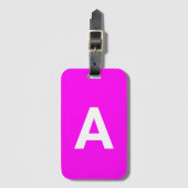 Monogram Personalisiert Simple Modern Hot Pink Gepäckanhänger (Vorderseite Vertikal)